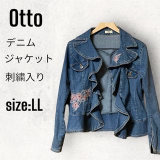 オッジィオット(oggi otto)のOtto 刺繍入りデニムジャケット・size:LL(Gジャン/デニムジャケット)