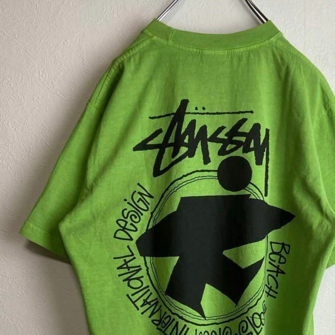 STUSSY - 【usa製、サーフマン】stussyバックプリントTシャツ古着 