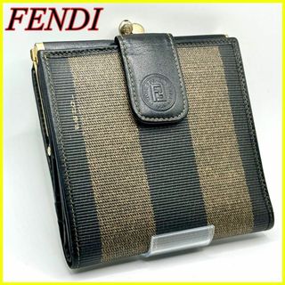 フェンディ(FENDI)の【極美品】FENDI フェンディ 二つ折り財布 がま口 ペカン PVC レザー(財布)