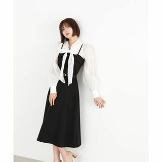 ジルバイジルスチュアート(JILL by JILLSTUART)のジルバイジルスチュアートストレッチカルゼ　ワンピース　ブラック　M(ロングワンピース/マキシワンピース)