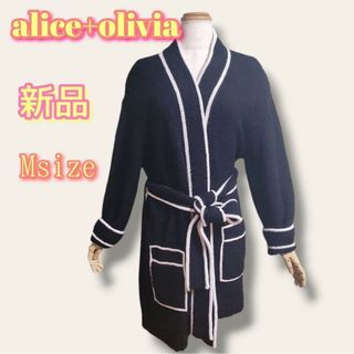 アリスアンドオリビア(Alice+Olivia)の【alice+olivia】☆新品☆ ガウン  ウール ブラック sizeM(カーディガン)