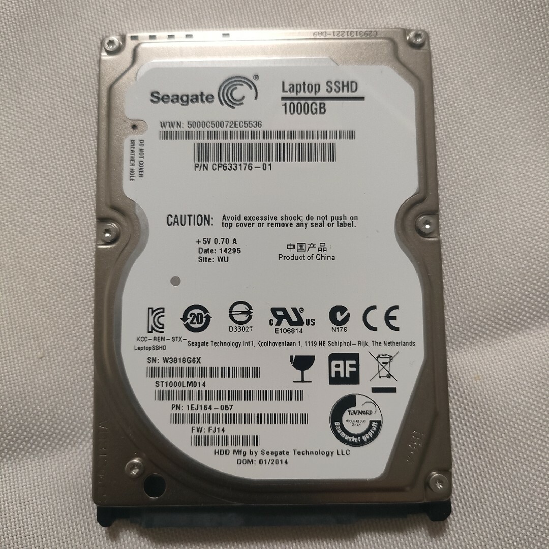 SEAGATE(シーゲイト)のSeagate製 ハードディスク SSHD 1000GB SATA スマホ/家電/カメラのPC/タブレット(PCパーツ)の商品写真