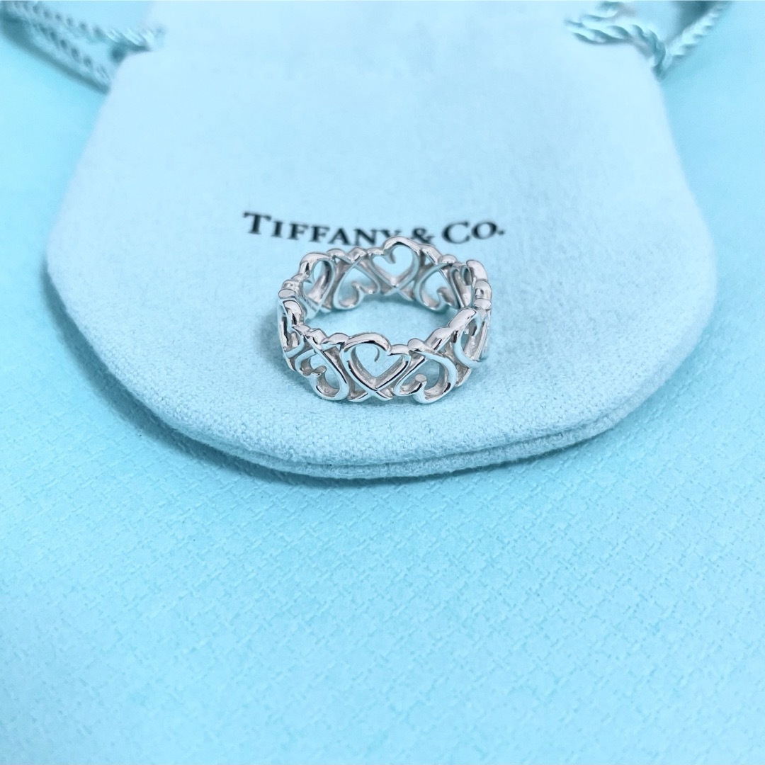 【美品】Tiffany & Co. ラビングハート バンド リング 指輪 9号スターリングシルバーサイズ