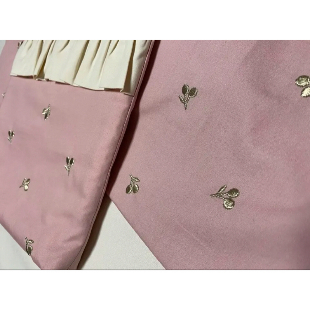 かわいいフリル刺繍さくらんぼ 入学入園3点セット  ハンドメイドのキッズ/ベビー(バッグ/レッスンバッグ)の商品写真