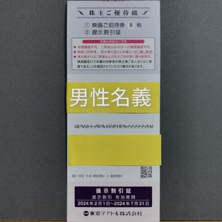 東京テアトル 株主優待 映画ご招待券 8枚 男性名義(その他)