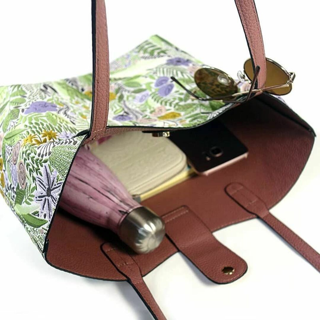 【色: キャメル】トートバッグ リバーシブル ハンドバッグ 手提げ ジャガード織 レディースのバッグ(その他)の商品写真