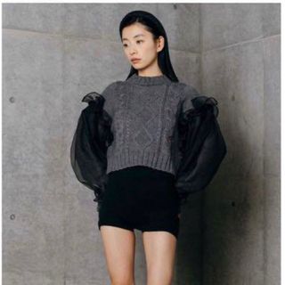 Bibiy GISELLE PUFF KNIT グレー チュールニット(ニット/セーター)