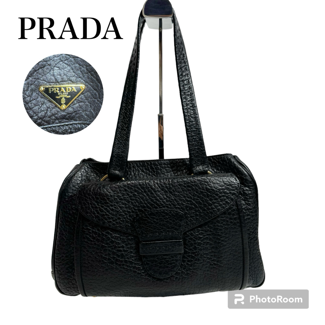 PRADA - 美品✨PRADA プラダ 三角ロゴ オールレザー ショルダーバッグ