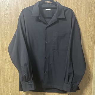 ジーユー(GU)のGU オープンカラーシャツ ブラック L 長袖(その他)