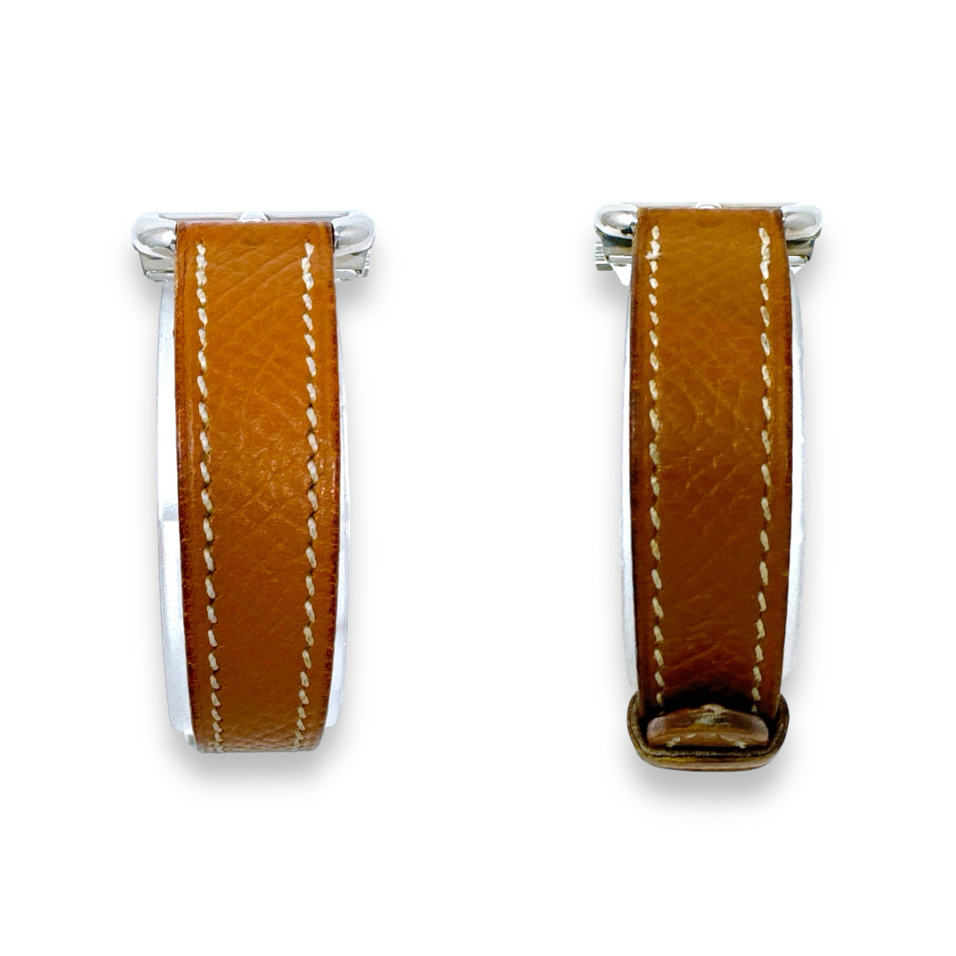 HERMES - エルメス ナンタケット 革ベルト シルバー ブラウン HERMES - エルメス ナンタケット 革ベルト シルバー ブラウン
