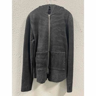 クロムハーツ(Chrome Hearts)の正規美品 クロムハーツ デストロイレザー ダブルジップ パーカー VJ M 黒(レザージャケット)