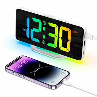 AMIR デジタルLED時計 目覚まし時計 置き時計 卓上時計 7色RGBダイナ(置時計)