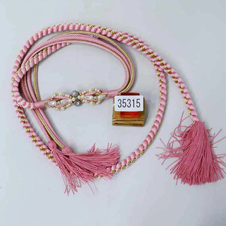 帯締め 正絹 飾り パール ビーズ  淡いピンク　薄ピンク 振袖 成人式　量産型(帯)