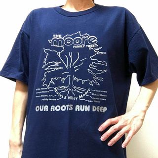 ジャージーズ(JERZEES)のジャージーズ ムーアファミリーツリー Tシャツ ネイビー 紺色 古着(Tシャツ/カットソー(半袖/袖なし))