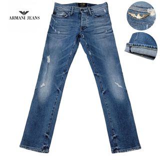 アルマーニジーンズ(ARMANI JEANS)の【赤耳】デカロゴプレート 伊製 アルマーニジーンズ  襤褸 デニム ジーンズ(デニム/ジーンズ)