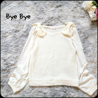 バイバイ(ByeBye)のバイバイ●ショルダーリボン付き♪シフォン切り替えふわふわガーリーカットソー(カットソー(長袖/七分))