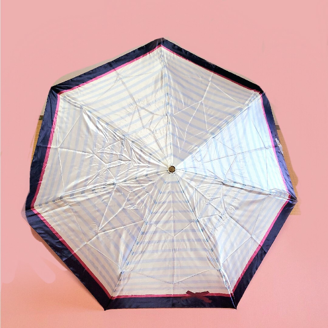 LANVIN en Bleu(ランバンオンブルー)の新品 LANVINenBleu ランバンオンブルー 折り畳み傘 ボーダー リボン レディースのファッション小物(傘)の商品写真