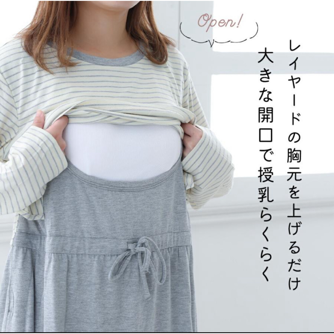 INUJIRUSHI(イヌジルシホンポ)の新品　イヌジルシ　添い乳らくちんワンピース　マタニティ　授乳ワンピ　ネイビー　M キッズ/ベビー/マタニティのマタニティ(マタニティワンピース)の商品写真