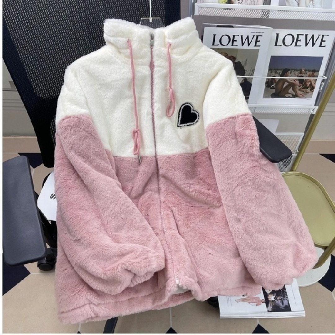 【大人気】レディース アウター ゆったり かわいい 韓国 シンプル ピンク  レディースのジャケット/アウター(ブルゾン)の商品写真