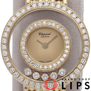 ショパール(Chopard)のショパール ハッピー ダイヤモンド ウォッチ ダイヤベゼル 5Pダイヤ Happy Diamond 4119/1 箱 K18YG レディース時計 シャンパンカラー 仕上げ済 美品 【中古】(腕時計)