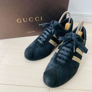 グッチ(Gucci)の【美品】GUCCI グッチ スニーカー GGキャンパス ブラックライン(スニーカー)