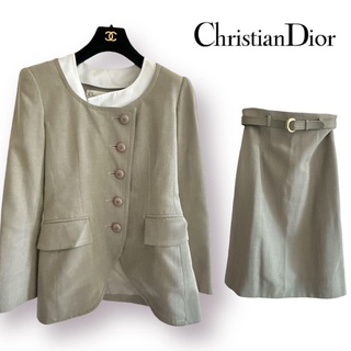 クリスチャンディオール Christian Dior セットアップ パンツスーツ ジャケット パンツ シルク レディース F34 USA2 I38(S相当) ネイビー約5874cmcm股上股下