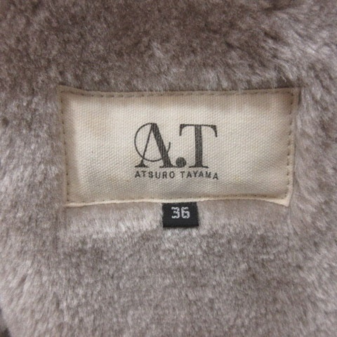 A/T(エーティー)のエーティー アツロウタヤマ コート フェイクムートン フード 36 グレージュ レディースのジャケット/アウター(その他)の商品写真