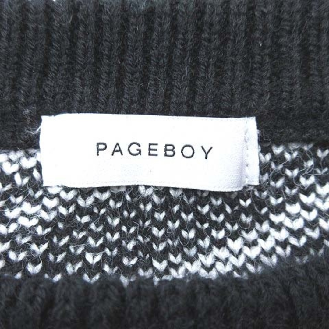 PAGEBOY(ページボーイ)のページボーイ セーター 長袖 ドロップショルダー 切替 ショート丈 総柄 F 黒 レディースのトップス(ニット/セーター)の商品写真