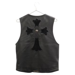 CHROME HEARTS クロムハーツ ダガージップクロスボール装飾レザーベスト ブラック S