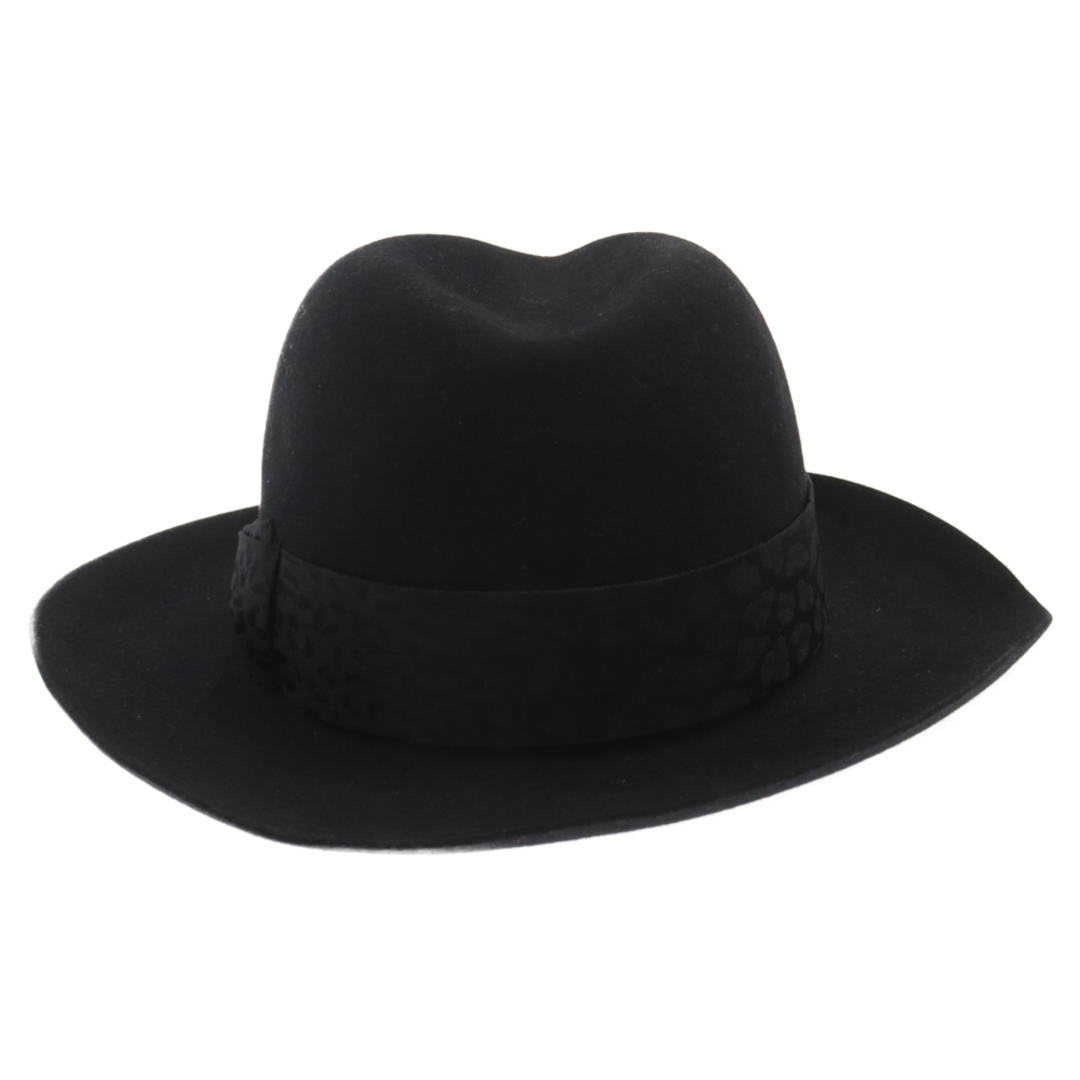 WACKO MARIA(ワコマリア)のWACKO MARIA ワコマリア JOHNNY ジョニー ラビットファー ハット レオパードリボン 帽子 ブラック HAT-04-JOHNNY-FATIMA メンズの帽子(ハット)の商品写真