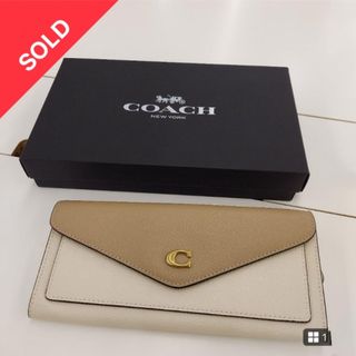 コーチ(COACH)の＊美品＊COACHウィンソフトウォレット カラーブロック ホワイト系(財布)