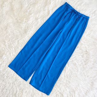 プラステ(PLST)の美品　PLST プラステ　ワイドパンツ　ブルー　青　S(カジュアルパンツ)