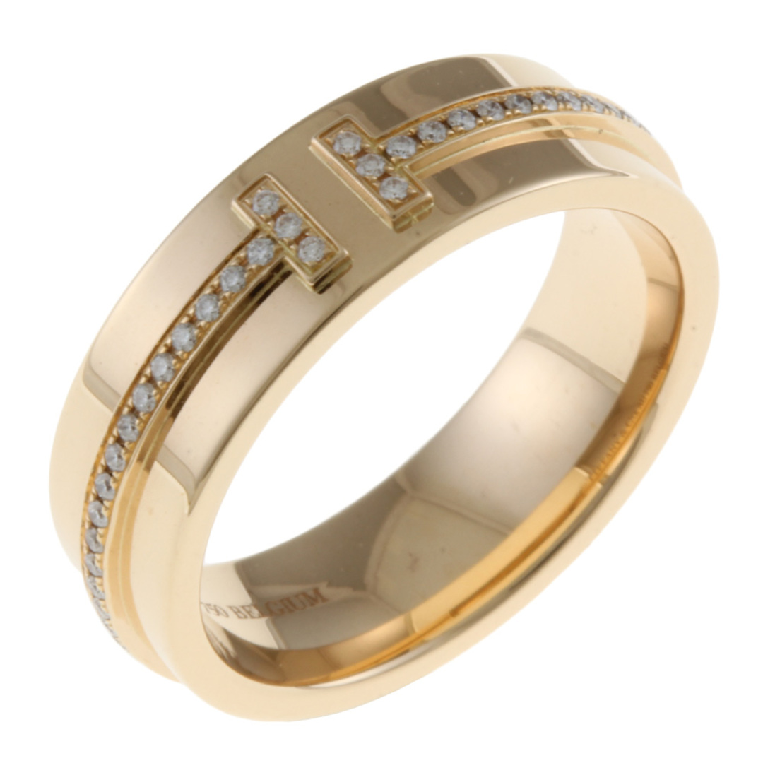 Tiffany & Co.(ティファニー)のティファニー T TWO ワイド リング 指輪 9号 18金 K18ピンクゴールド ダイヤモンド レディース TIFFANY&Co.  中古 レディースのアクセサリー(リング(指輪))の商品写真