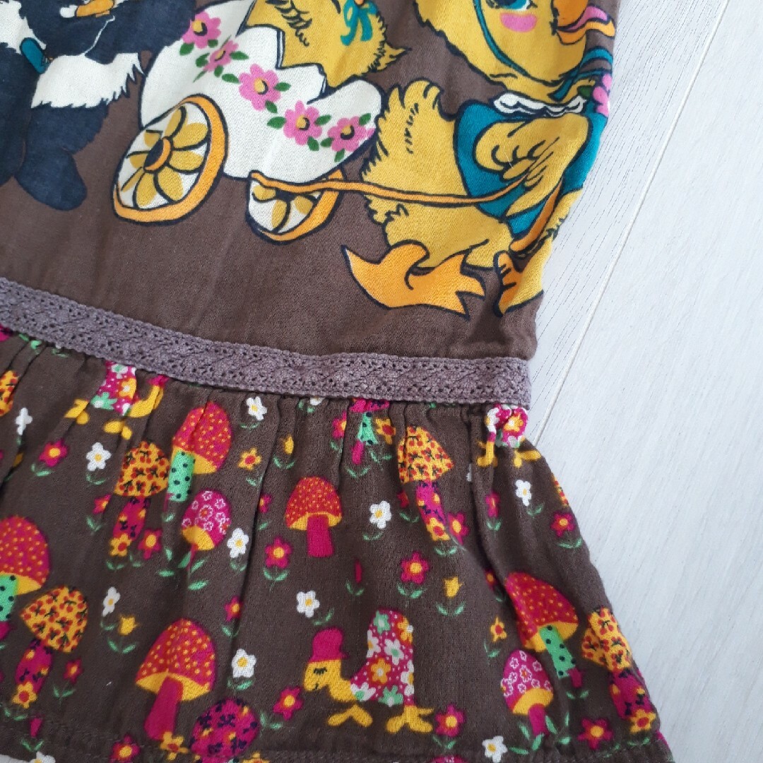 GrandGround(グラグラ)のグラグラ 異素材 デニム切り替え ロングスカート キッズ/ベビー/マタニティのキッズ服女の子用(90cm~)(スカート)の商品写真
