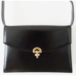 セリーヌ(celine)のK01 CELINE セリーヌ フラップ レザー ショルダーバッグ ブラック/レッド(ショルダーバッグ)