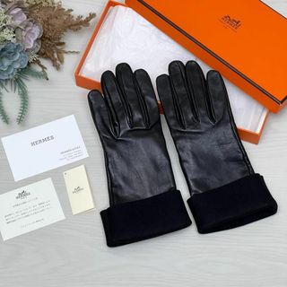 エルメス(Hermes)の【未使用品】HERMES エルメス レザー 羊革 グローブ ブラック 手袋(手袋)