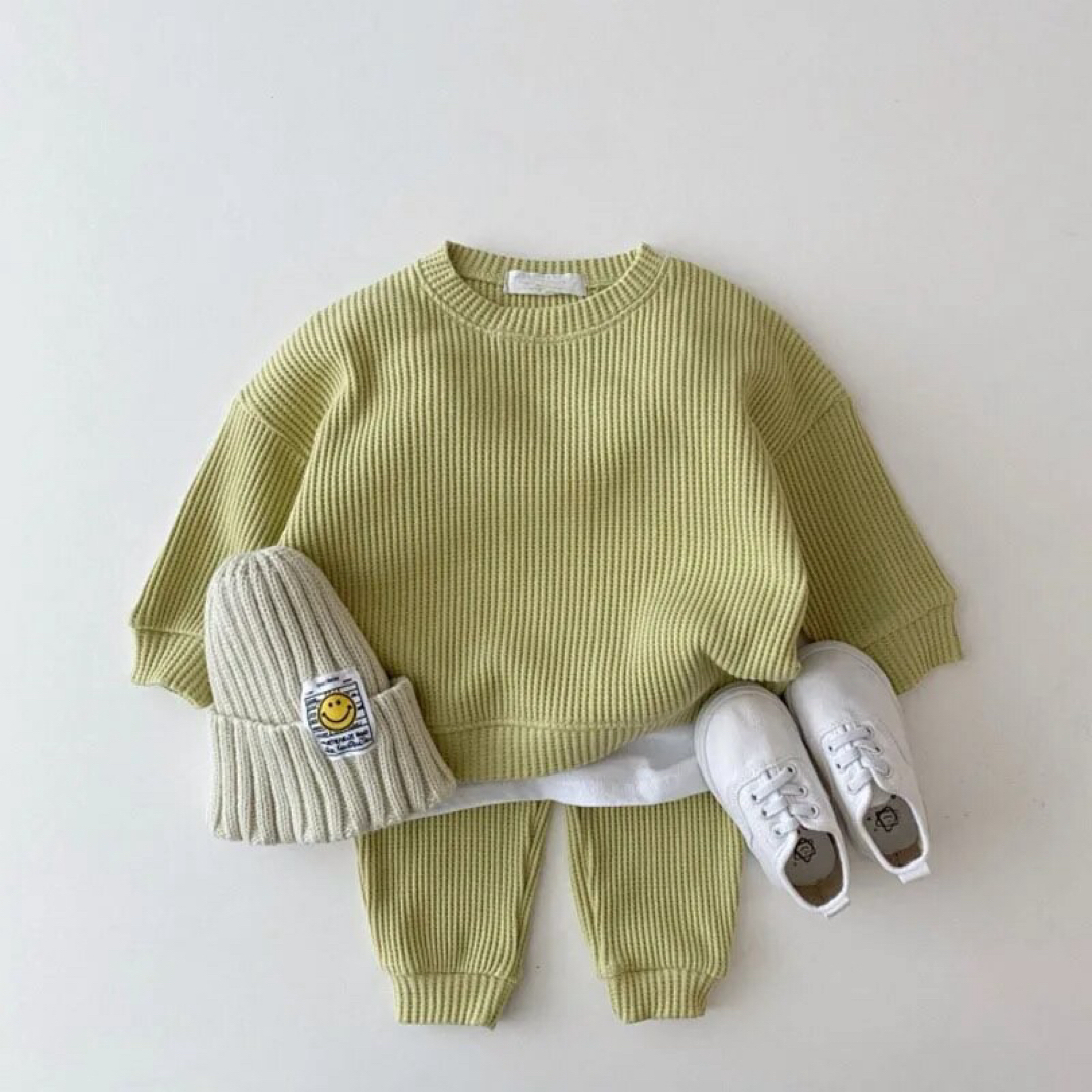 ワッフルセットアップ green / 90size キッズ/ベビー/マタニティのキッズ服男の子用(90cm~)(その他)の商品写真