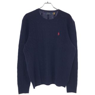 ポロラルフローレン(POLO RALPH LAUREN)のPOLO RALPH LAUREN ポロラルフローレン カシミヤ混 ウールケーブルニットセーター ネイビー L(ニット/セーター)