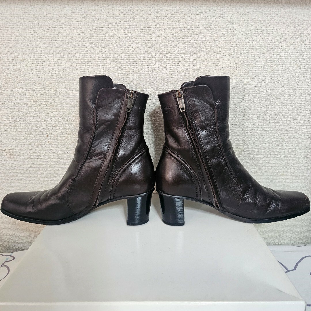 銀座ワシントン(ギンザワシントン)の銀座ワシントン ブーツ ブラウン 茶色 ショートブーツ ヒール 21.5 S レディースの靴/シューズ(ブーツ)の商品写真