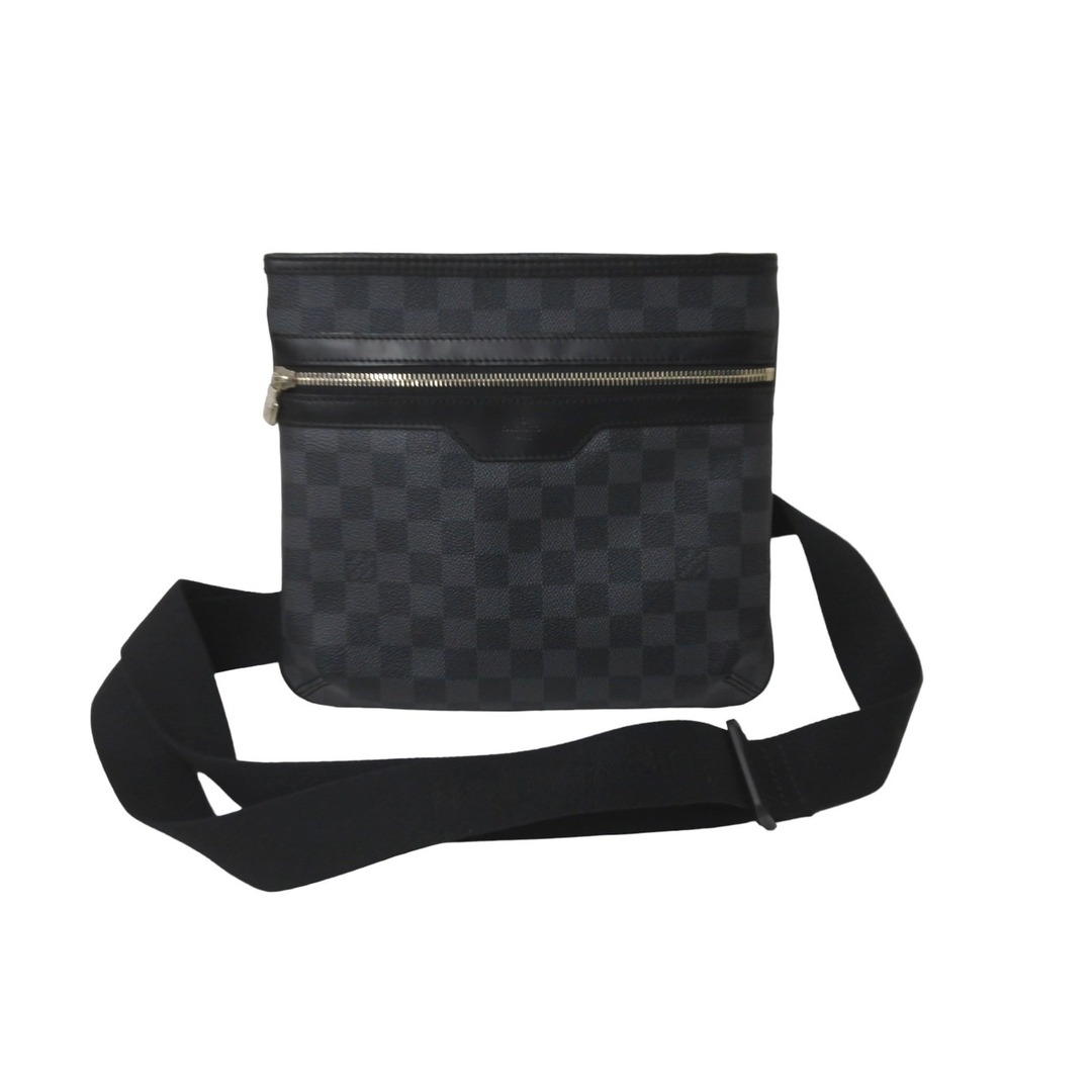 ファスナーポケットx1内側極美品 LOUIS VUITTON ルイヴィトン ショルダーバッグ ダミエ グラフィット トマス N58028 ブラック PVC  59617