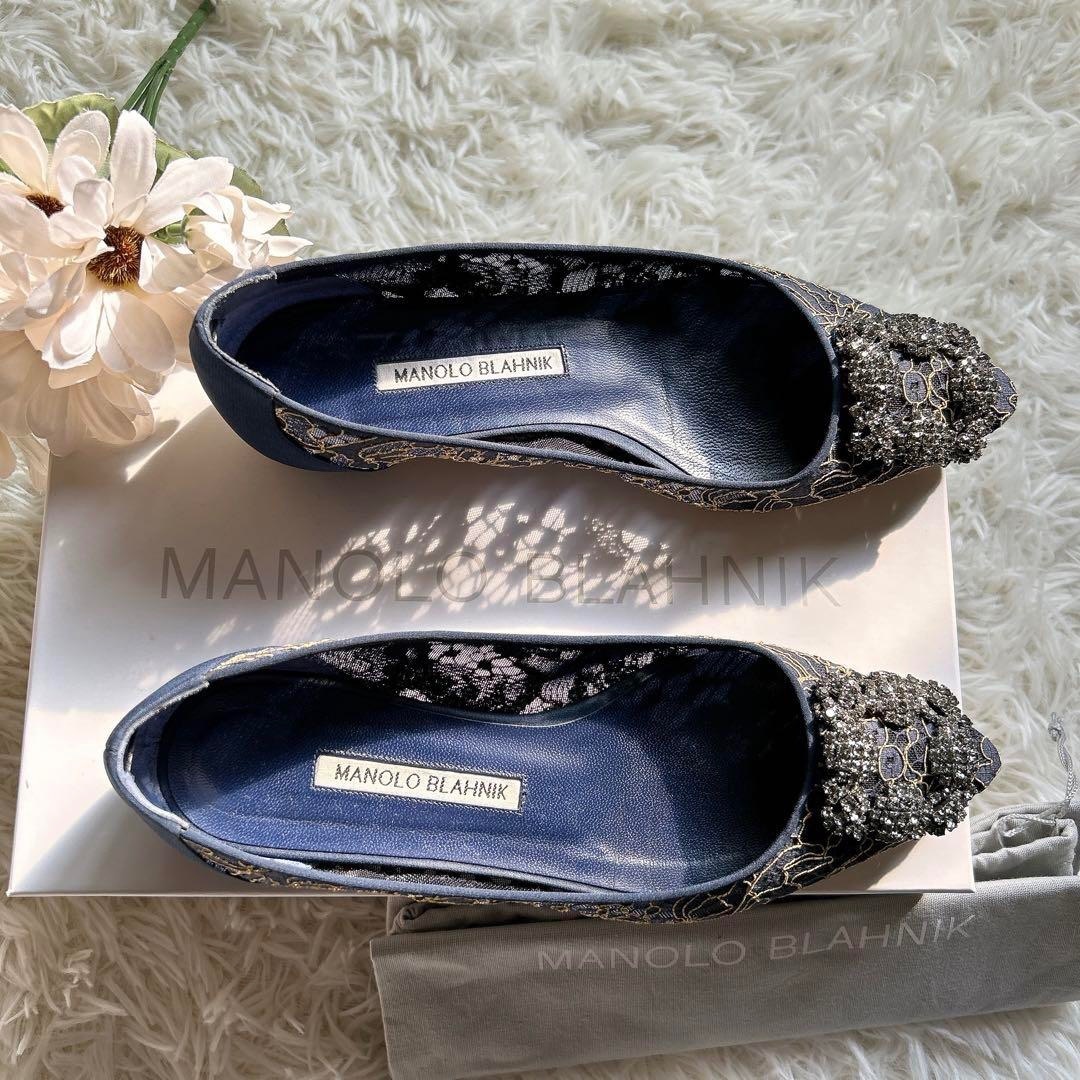 MANOLO BLAHNIK(マノロブラニク)の【美品】希少モデル Manolo Blahnik ハンギシ パンプス レース レディースの靴/シューズ(ハイヒール/パンプス)の商品写真