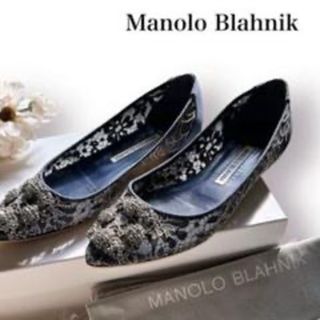 マノロブラニク(MANOLO BLAHNIK)の【美品】希少モデル Manolo Blahnik ハンギシ パンプス レース(ハイヒール/パンプス)