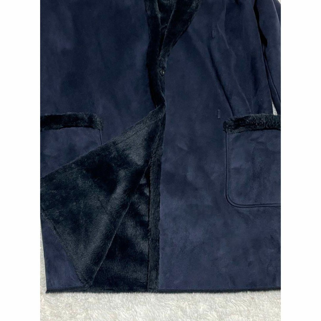 BRAHMIN(ブラーミン)のBRAHMIN ブラーミン ムートンコート フード付き ネイビー サイズ38 レディースのジャケット/アウター(毛皮/ファーコート)の商品写真