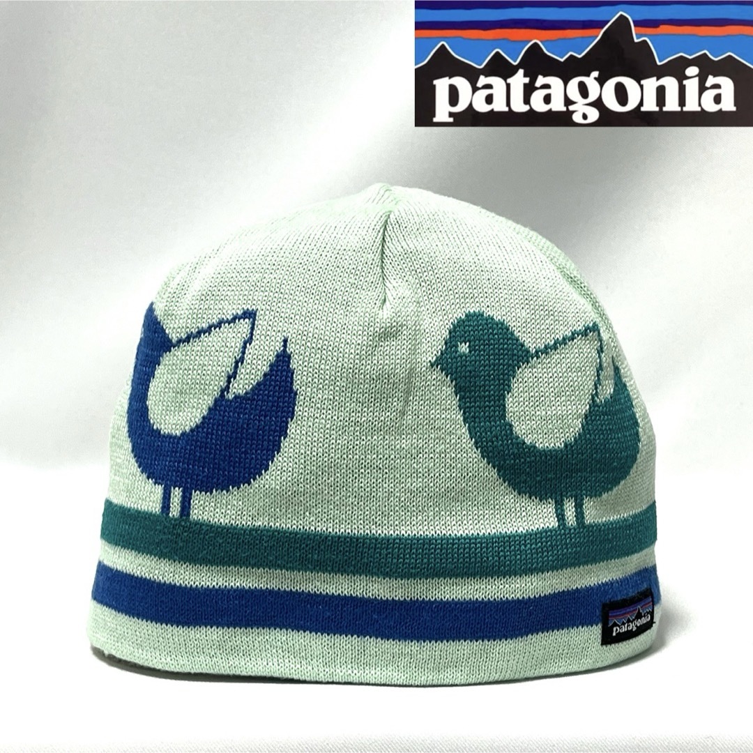 patagonia(パタゴニア)の【超美品】Patagoniaパタゴニア KIDS用 小鳥さんの行進ニットビーニー キッズ/ベビー/マタニティのこども用ファッション小物(帽子)の商品写真