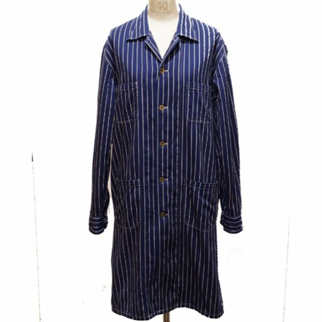 CUSHMAN/MATTSON'S　クッシュマン/マトソンズ　 INDIGO STRIPE DRAPE SHIRTS　Lサイズ　Navy　Lot65912 メンズのジャケット/アウター(ステンカラーコート)の商品写真