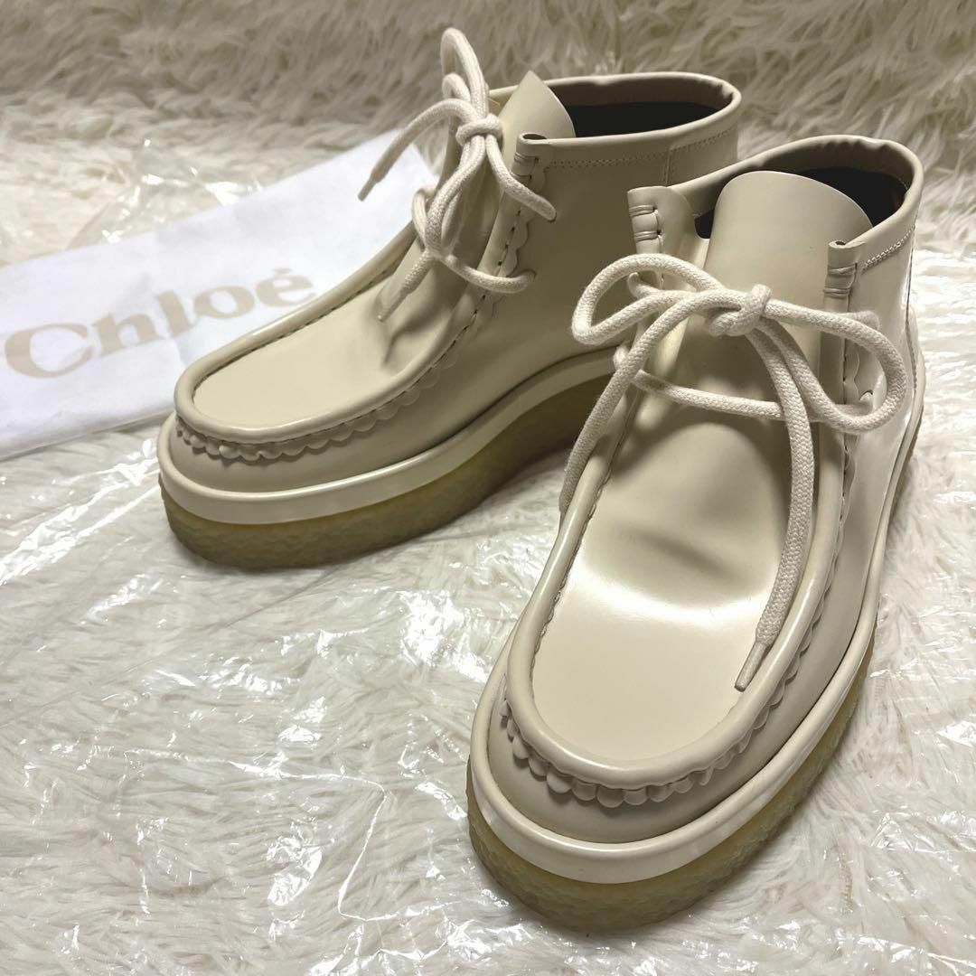 Chloe - Chloe クロエ ブーツ Jamie Leather WHITE レザー 35の通販 by