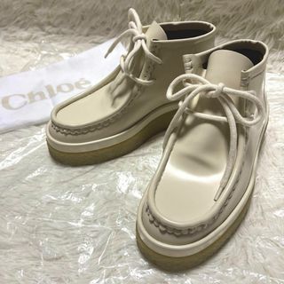 クロエ(Chloe)のChloe クロエ ブーツ Jamie Leather WHITE レザー 35(ブーツ)