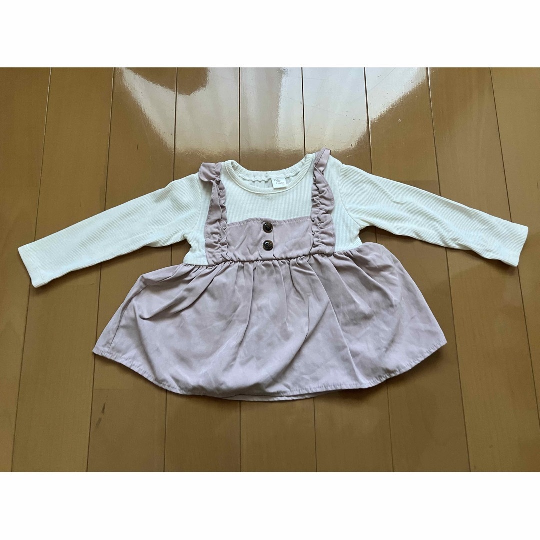 90cm ピンク　重ね着風チュニック キッズ/ベビー/マタニティのキッズ服女の子用(90cm~)(Tシャツ/カットソー)の商品写真