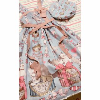 アンジェリックプリティー(Angelic Pretty)のロイヤルプリンセスアリス猫jskベレー帽セット(ひざ丈ワンピース)