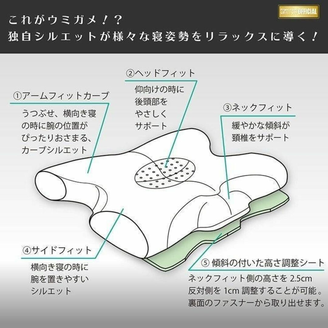 フランスベッド(フランスベッド)の【当日発送可】ウミガメピロー　２個セット インテリア/住まい/日用品の寝具(枕)の商品写真